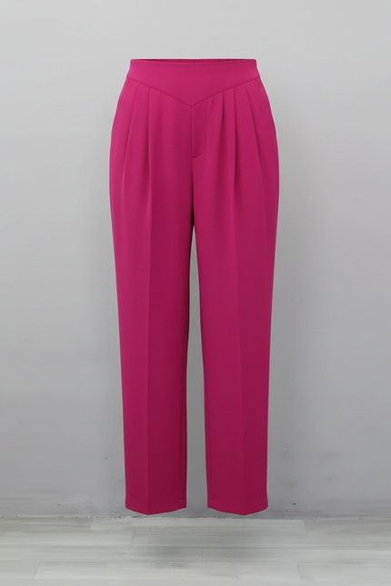 Pantalon Chino Fuchsia Taille Haute Fluide Élégant - Rose Polyester - vue 3