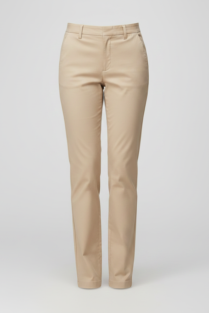 Pantalon Chino Beige Slim Élégant Femme Coton - vue 3