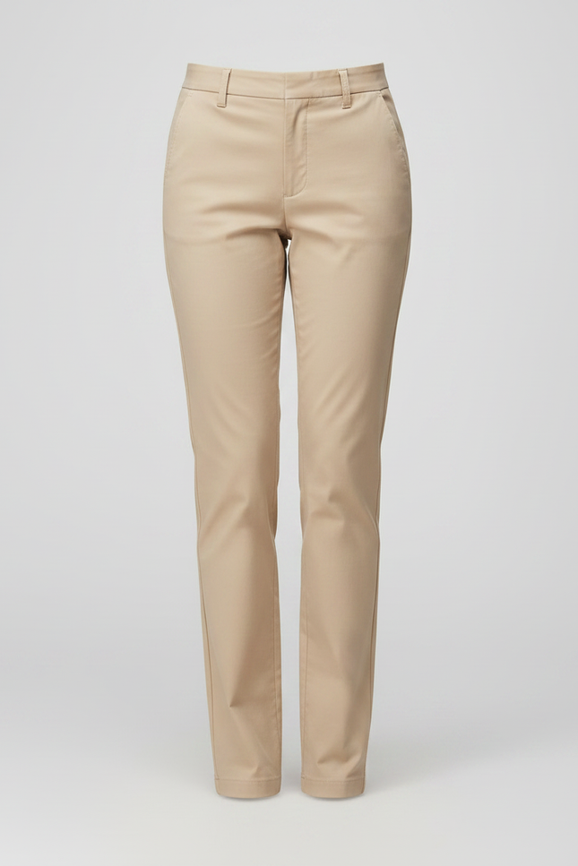 Pantalon Chino Beige Slim Élégant Femme Coton - vue 3