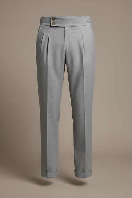 Pantalon Chino Gris Plissé Élégant Slim Homme - Gabardine - vue 3
