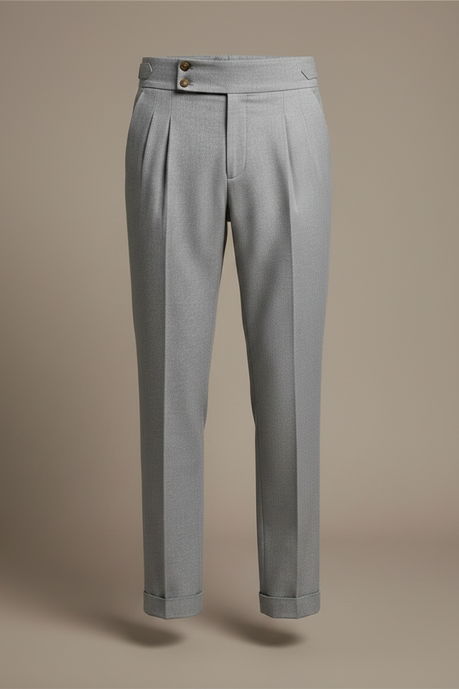 Pantalon Chino Gris Plissé Élégant Slim Homme - Gabardine - vue 3