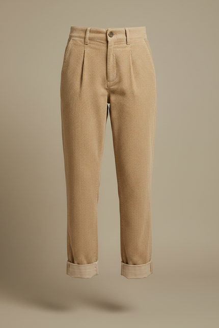 Pantalon Chino Beige Côtelé Ample Décontracté Femme - Cordé - vue 3