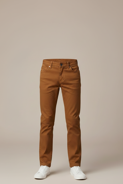Pantalon Chino Marron Coton Slim Garçon - vue 3