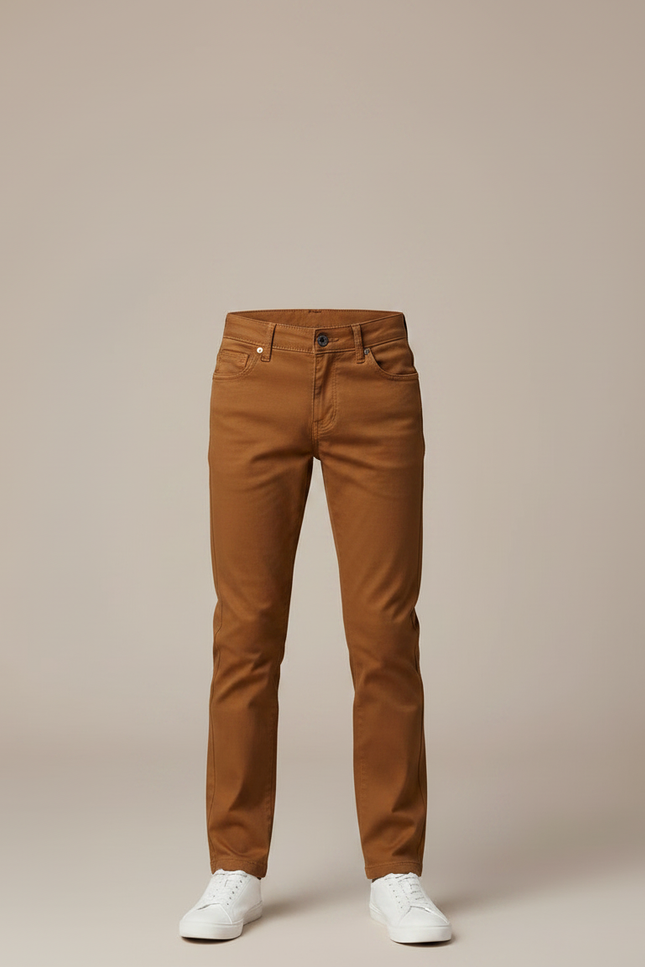 Pantalon Chino Marron Coton Slim Garçon - vue 3