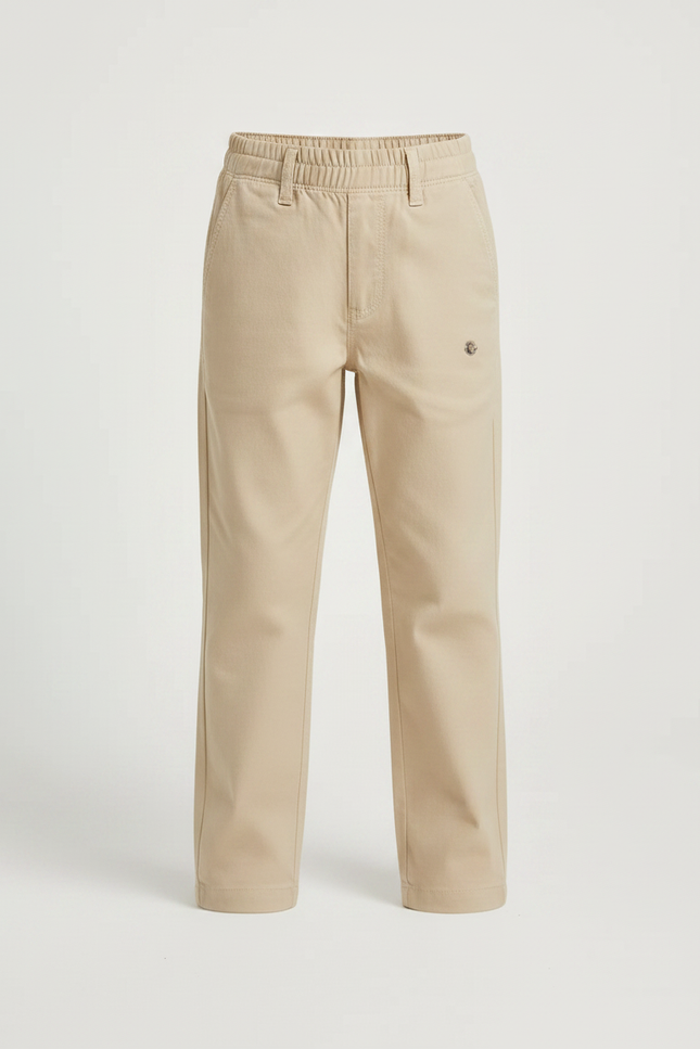 Pantalon Chino Beige Coton Droit Garçon Élastique - vue 3