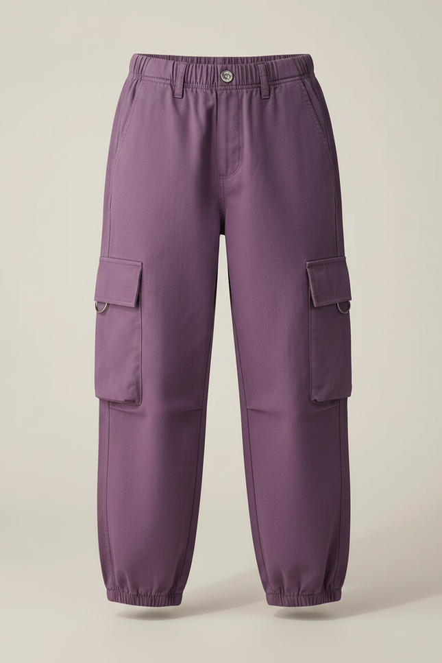 Pantalon Chino Violet Cargo Ample Enfant Décontracté - Coton - vue 3