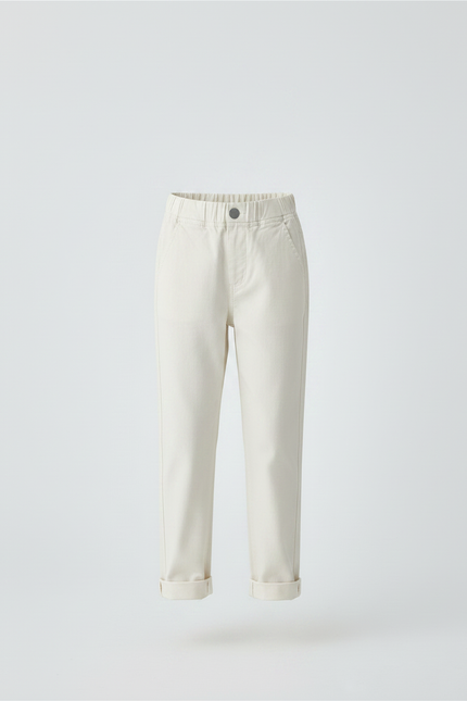 Pantalon Chino Crème Coton Droit Confortable Enfant - Beige - vue 3