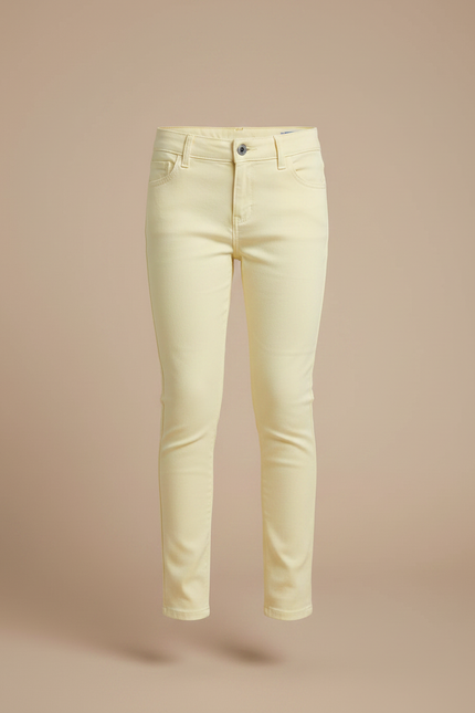 Pantalon Chino Jaune Clair Coton Slim Fille Uni - vue 3