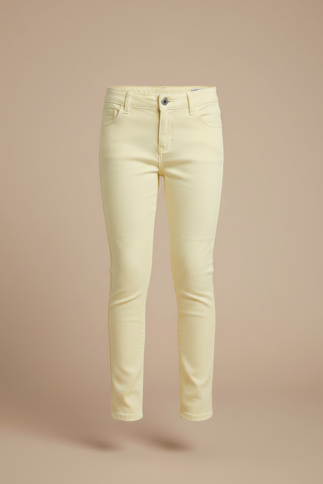 Pantalon Chino Jaune Clair Coton Slim Fille Uni - vue 3