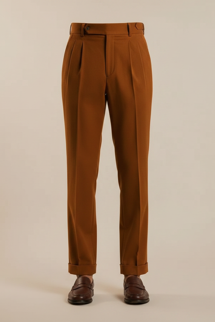 Pantalon Chino Homme Terracotta Coupe Ample - Marron Gabardine - vue 3