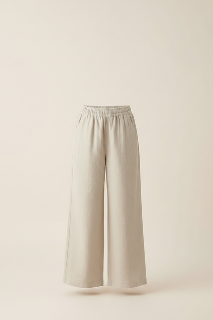Pantalon Chino Beige Ample Fluide Coton Fille - vue 3