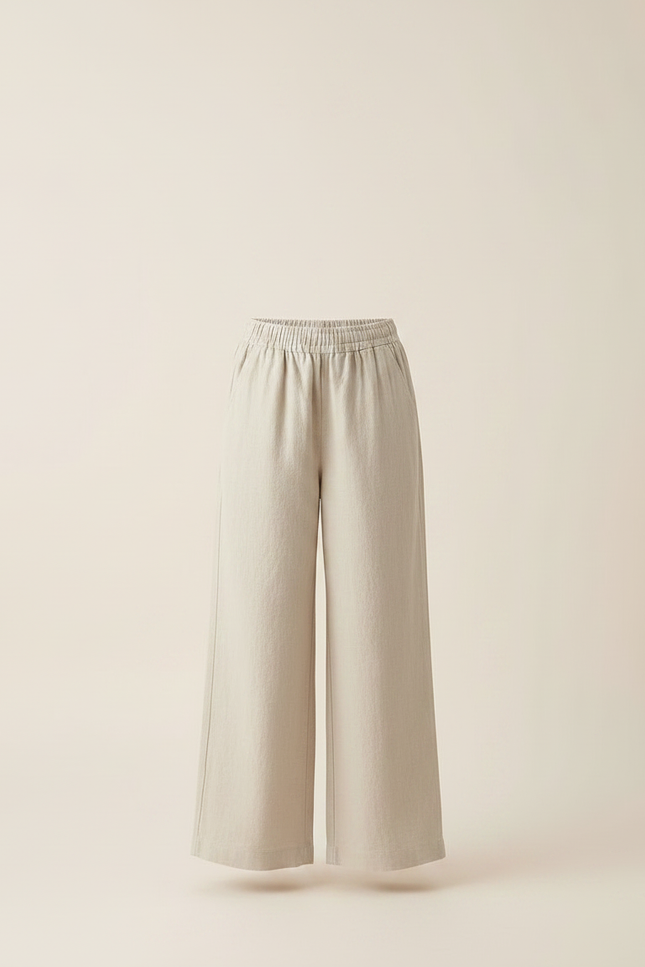 Pantalon Chino Beige Ample Fluide Coton Fille - vue 3