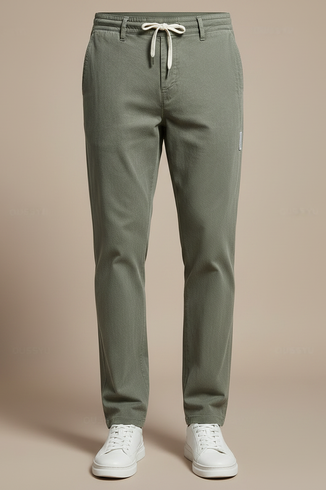 Pantalon Chino Vert Coton Décontracté Cordon Homme - Kaki - vue 3