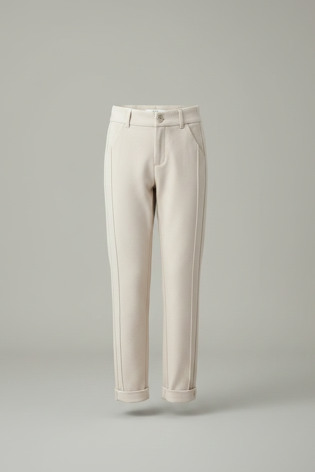 Pantalon Chino Crème Droit Doux Décontracté Fille - Beige Molleton - vue 3