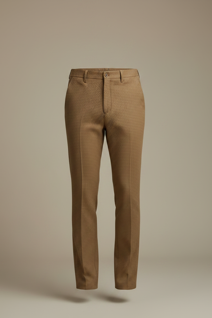 Pantalon Chino Marron Texturé Slim Homme Élégant - Coton - vue 3