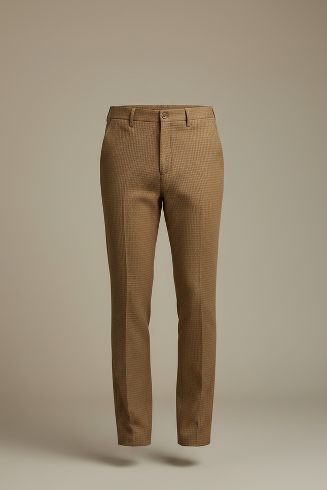Pantalon Chino Marron Texturé Slim Homme Élégant - Coton - vue 3