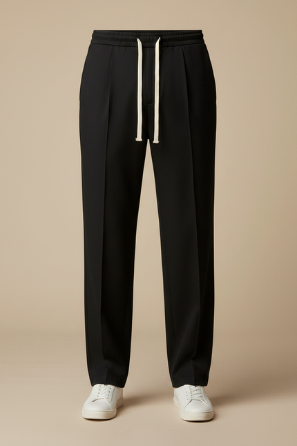 Pantalon Chino Noir Droit Cordon Décontracté Homme - Gabardine - vue 3