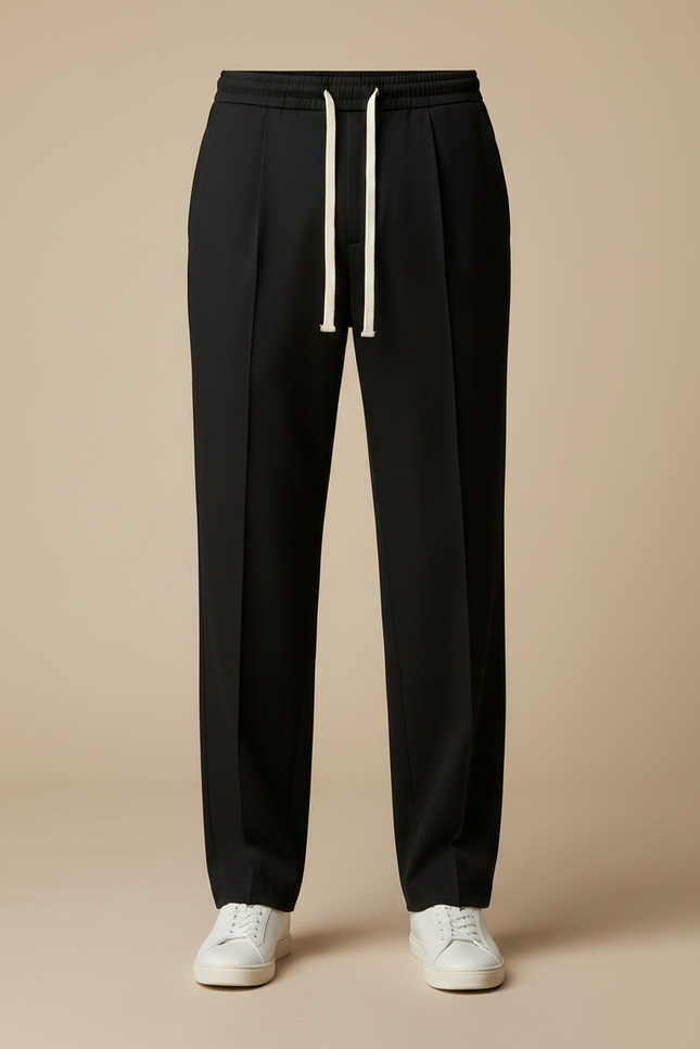 Pantalon Chino Noir Droit Cordon Décontracté Homme - Gabardine - vue 3
