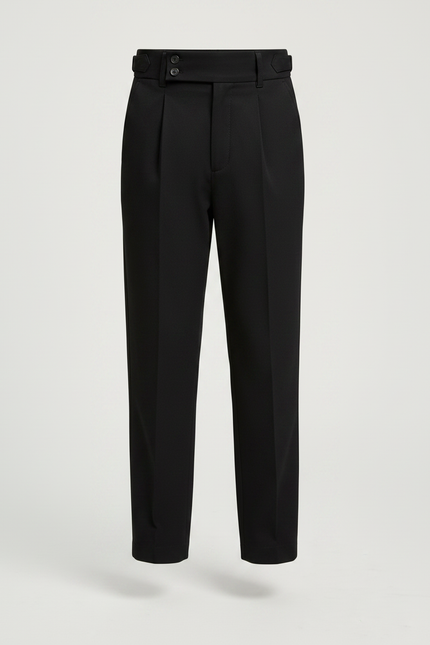 Pantalon Chino Noir Plissé Taille Haute Élégant Enfant - Gabardine - vue 3