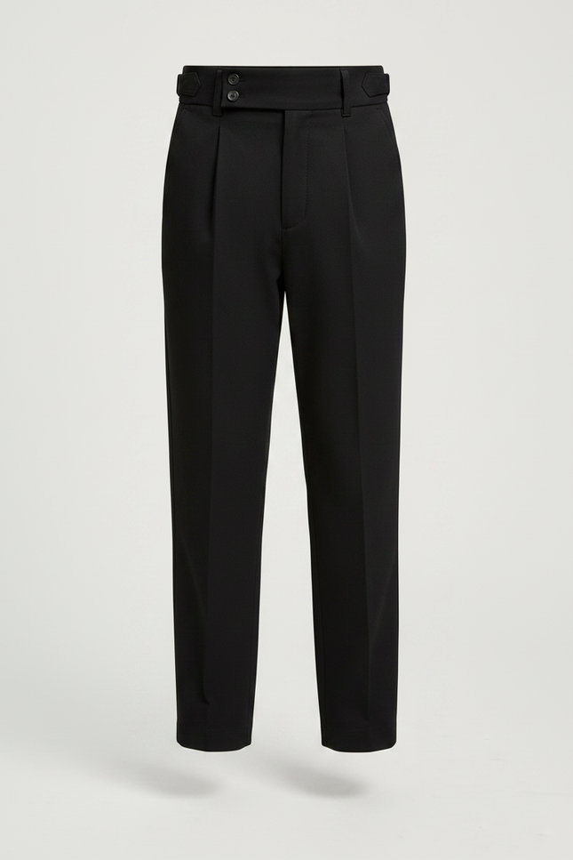 Pantalon Chino Noir Plissé Taille Haute Élégant Enfant - Gabardine - vue 3