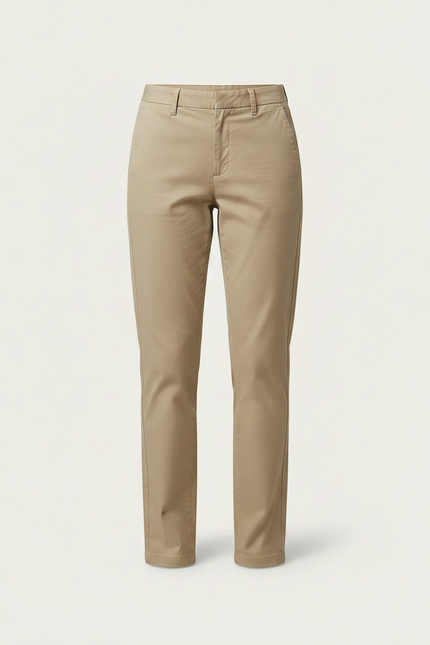 Pantalon Chino Beige Coton Droit Femme Classique - vue 3