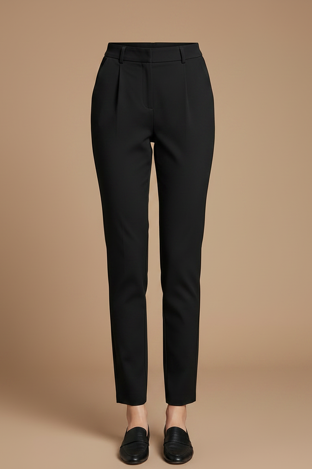 Pantalon Chino Noir Droit Élégant Femme - Gabardine - vue 3
