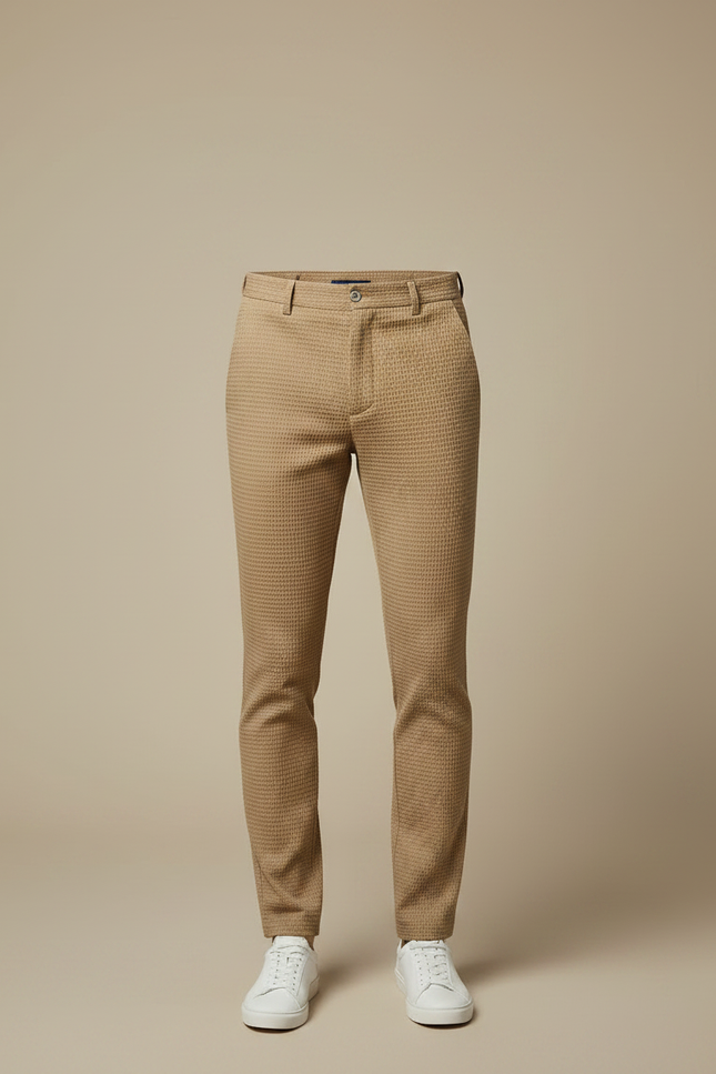 Pantalon Chino Homme Marron Motif Texturé Slim - Coton - vue 3