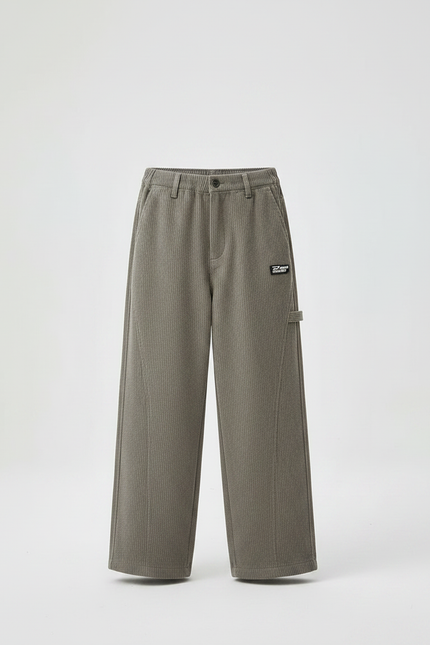 Pantalon Chino Kaki Côtelé Ample Enfant Décontracté - Cordé - vue 3