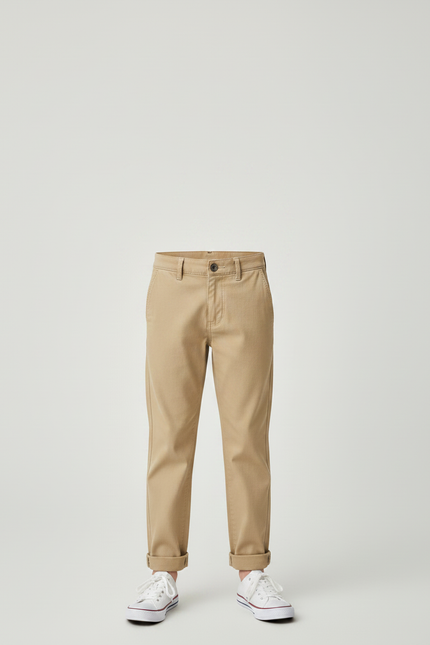 Pantalon Chino Beige Coton Décontracté Droit Garçon - vue 3