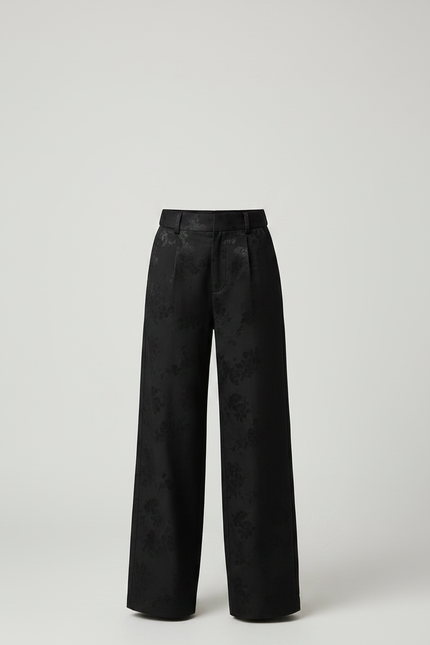 Pantalon Chino Noir Brodé Ample Élégant Enfant - Satin - vue 3