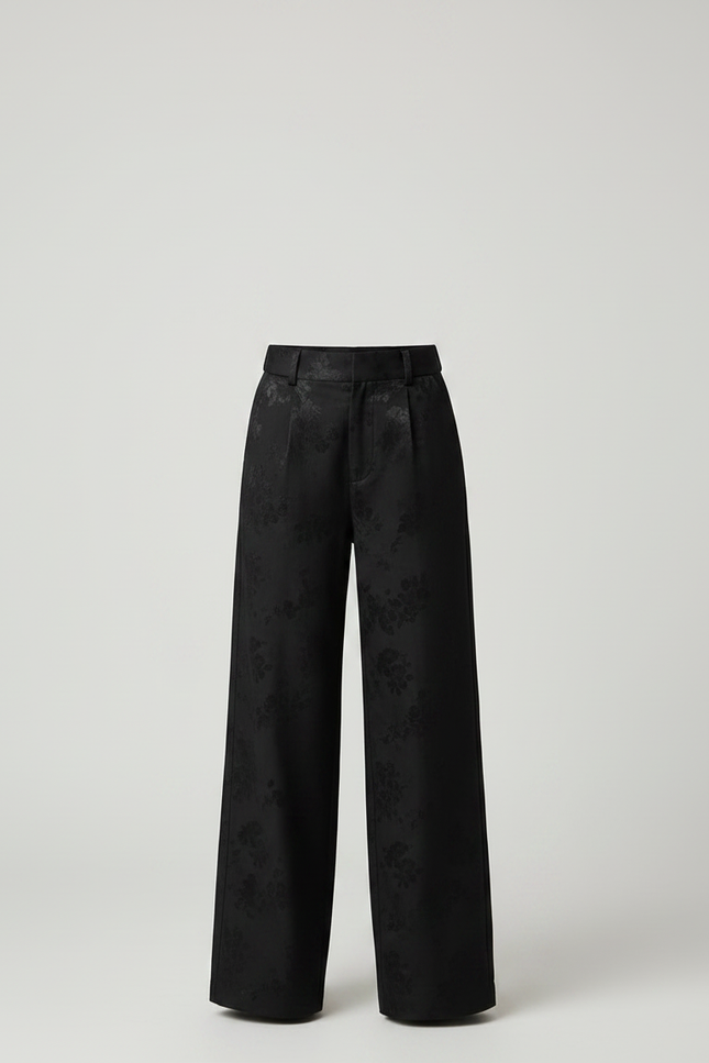 Pantalon Chino Noir Brodé Ample Élégant Enfant - Satin - vue 3
