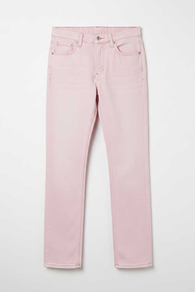 Pantalon Chino Rose Droit Taille Haute Coton Décontracté - Jean - vue 3