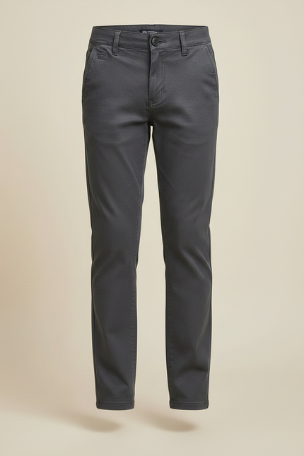 Pantalon Chino Gris Coton Slim Décontracté Garçon - vue 3