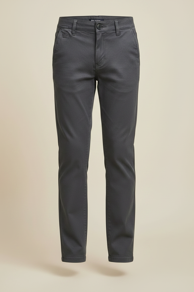 Pantalon Chino Gris Coton Slim Décontracté Garçon - vue 3