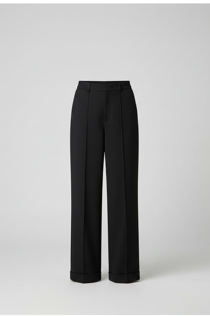 Pantalon Chino Noir Ample Fluide Hiver Chaud - Gabardine - vue 3