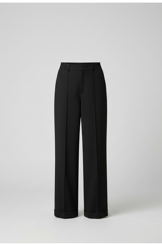 Pantalon Chino Noir Ample Fluide Hiver Chaud - Gabardine - vue 3