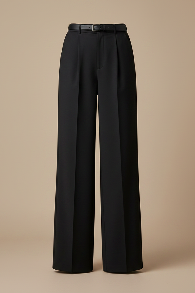 Pantalon Chino Femme Noir Large Habillé - Polyester - vue 3