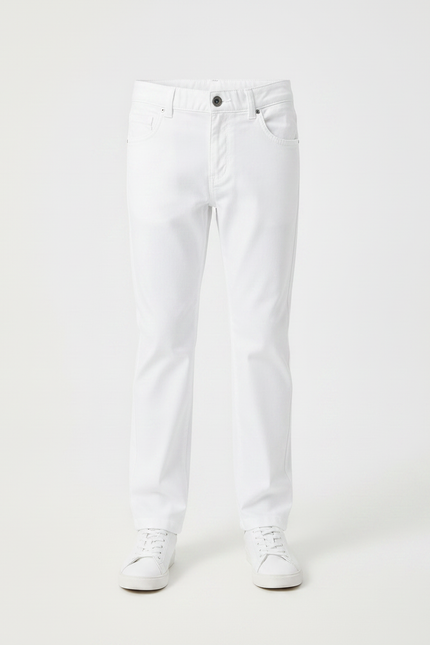 Pantalon Chino Blanc Coton Droit Garçon Simple - vue 3