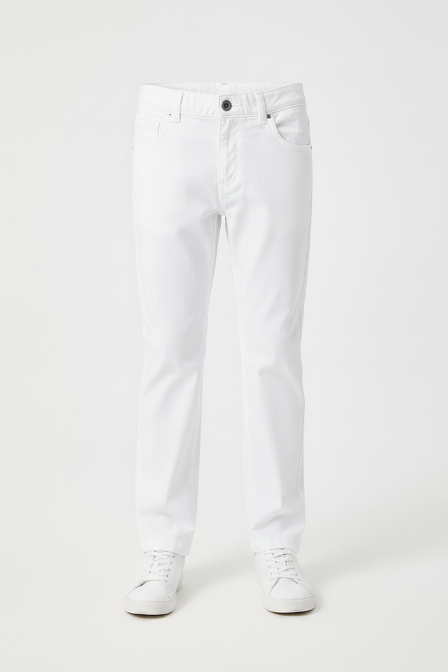 Pantalon Chino Blanc Coton Droit Garçon Simple - vue 3