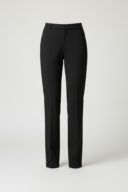 Pantalon Chino Noir Droit Taille Haute Élégant Femme - Polyester - vue 3
