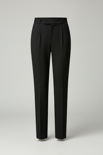 Pantalon Chino Noir Taille Haute Slim Élastique Élégant - Polyester - vue 3