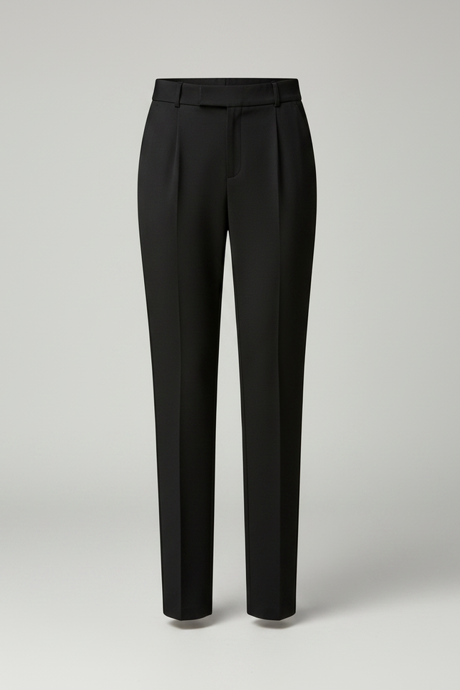Pantalon Chino Noir Taille Haute Slim Élastique Élégant - Polyester - vue 3