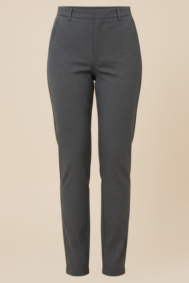 Pantalon Chino Gris Slim Élégant Cropped Femme - Polyester - vue 3