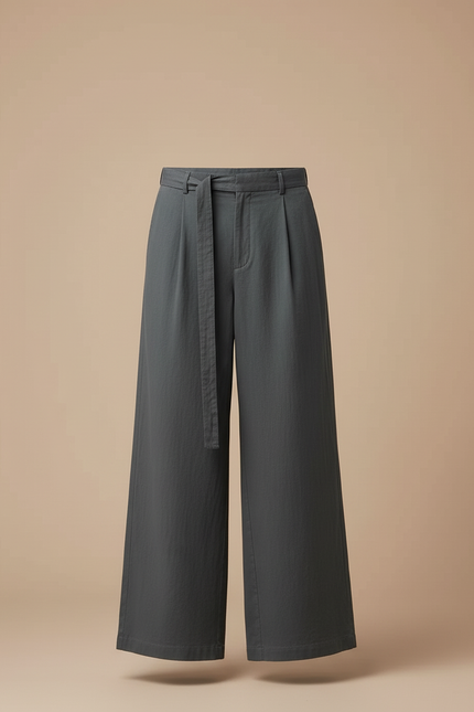 Pantalon Chino Gris Ample Coton Cordon Décontracté Homme - vue 3