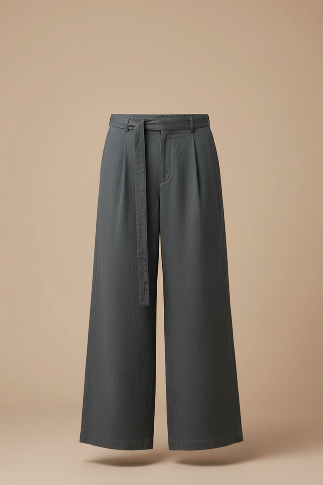Pantalon Chino Gris Ample Coton Cordon Décontracté Homme - vue 3