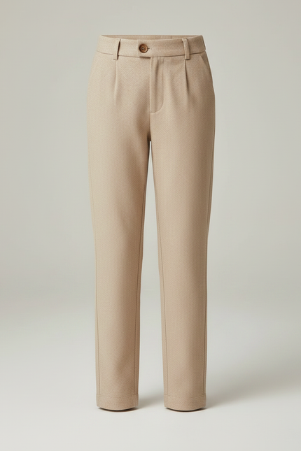 Pantalon Chino Beige Plissé Droit Élégant Fille - Laine - vue 3