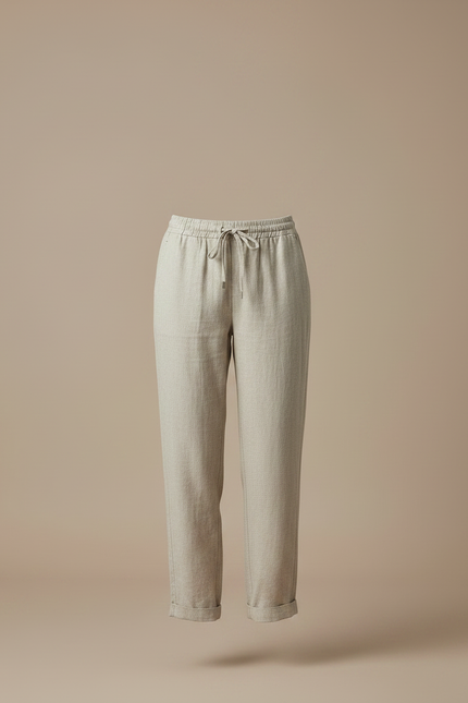 Pantalon Chino Lin Beige Ample Décontracté Femme - vue 3