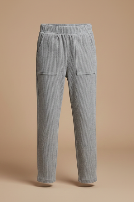 Pantalon Chino Gris Côtelé Confortable Décontracté Enfant - Cordé - vue 3