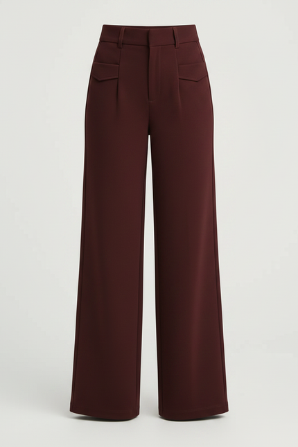 Pantalon Chino Bordeaux Ample Taille Haute Fille - Gabardine - vue 3
