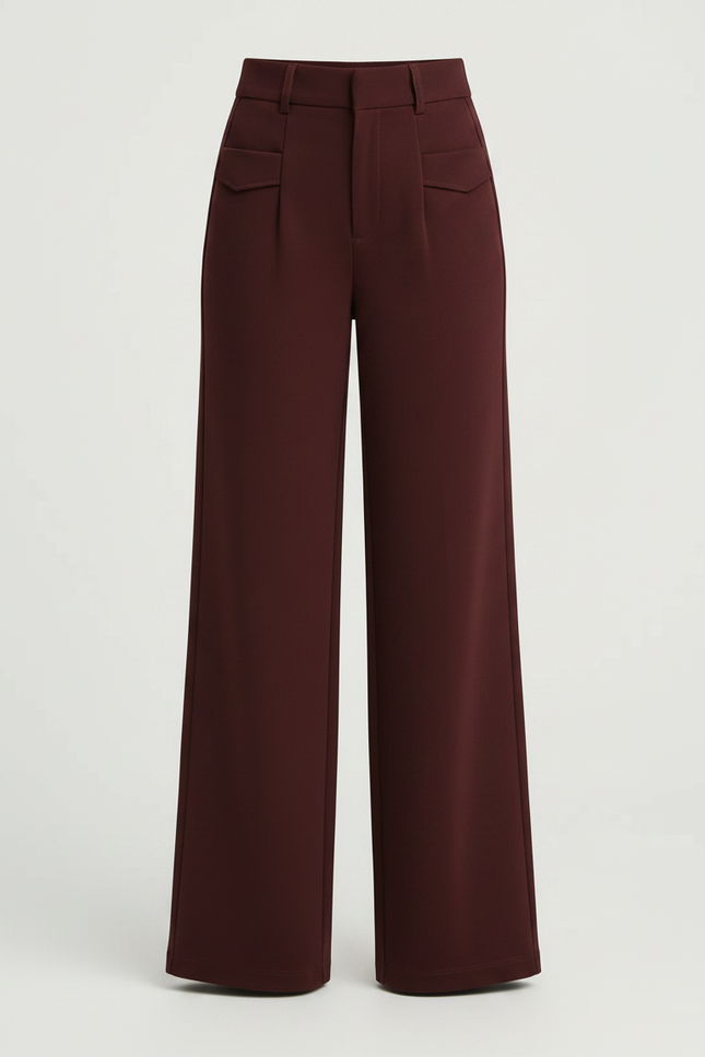 Pantalon Chino Bordeaux Ample Taille Haute Fille - Gabardine - vue 3